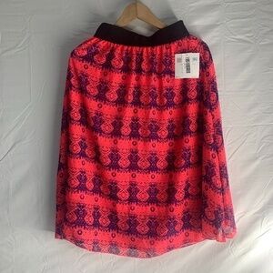 LuLaRoe Pink Purple Printed Lola Skirt XS